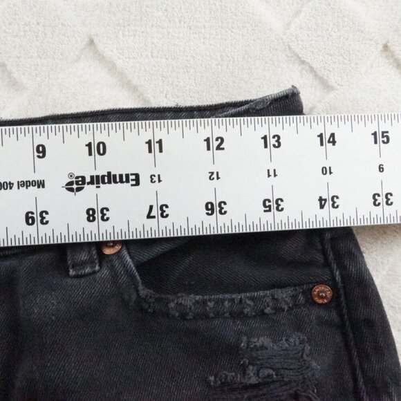 American Eagle Outfitters Mom Shorts womens 4 Black Denim Distressed - Picture 7 of 11